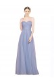 Outlet Bleu ciel clair Trapèze Sans bretelle Tulle Longue Robes demoiselle d'honneur