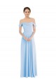 Outlet Bleu ciel clair Trapèze Épaule Dénudée Mousseline Longue Formelles Robes demoiselle d'honneur / Robes de soirée