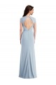 Outlet Bleu ciel clair Trompette Crêpe Stretch Longue Formelles Robes demoiselle d'honneur / Robes de soirée / Robes de bal