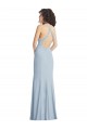 Outlet Bleu ciel clair Trompette Licou Col Haut Crêpe Stretch Longue Formelles Robes demoiselle d'honneur / Robes de soirée / Robes de bal