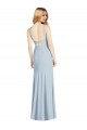 Outlet Bleu ciel clair Trompette Licou Col Haut Crêpe Stretch Longue Formelles Robes demoiselle d'honneur / Robes de soirée