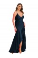 Outlet Bleu marine foncé Sirène Bretelles spaghetti Satiné Soyeux Longue Asymétrique Formelles Robes demoiselle d'honneur / Robes de soirée / Robes de bal