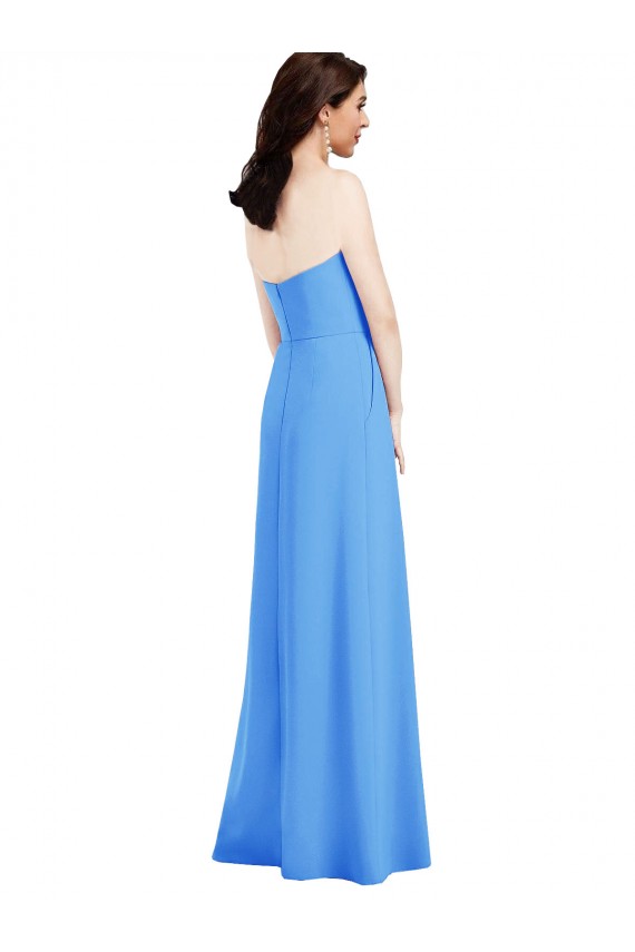 Outlet Bleu paon Trompette Sans bretelle Crêpe Stretch Longue Robes demoiselle d'honneur / Robes de bal
