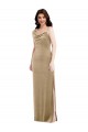 Outlet Champagne Fourreau Velours Stretch Longue Formelles Robes demoiselle d'honneur / Robes de soirée / Robes de bal