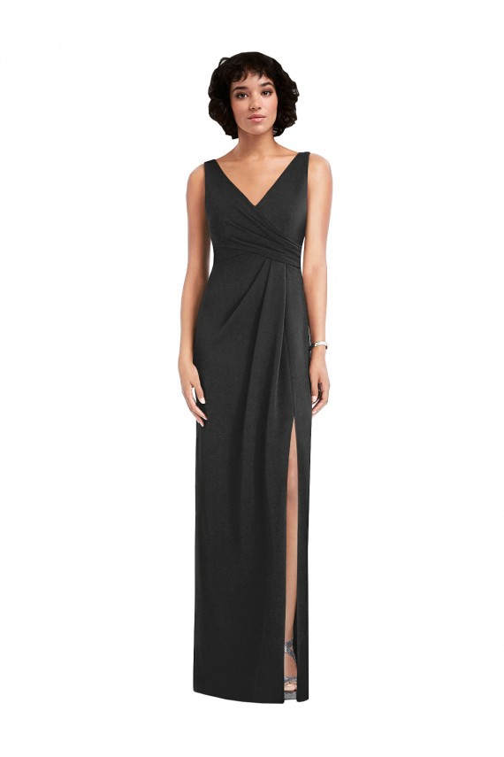 Outlet Noir Fourreau Col V Spandex Longue Formelles Robes demoiselle d'honneur / Robes de soirée / Robes de bal