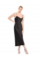 Outlet Noir Trapèze Bretelles spaghetti midi Satiné Stretch Courte Robes demoiselle d'honneur / Robes de soirée / Robes de cocktail