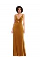 Outlet Or Trompette Col V Velours Stretch Longue Robes demoiselle d'honneur / Robes de bal