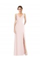 Outlet Rose Trapèze Col V Crêpe Stretch Longue Robes demoiselle d'honneur / Robes de bal