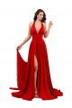 Outlet Rouge Trapèze Licou Spandex Longue Formelles Robes demoiselle d'honneur / Robes de soirée / Robes de bal