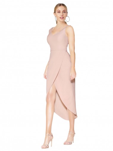 Outlet Sirène Bretelles spaghetti Crêpe Stretch Courte Asymétrique Robes demoiselle d'honneur / Robes de soirée / Robes de cocktail